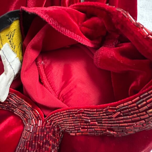 Eletra Casadei Womens Red Velvet Beaded Trim Cardigan Jacket Size Small Stretch - Picture 4 of 7